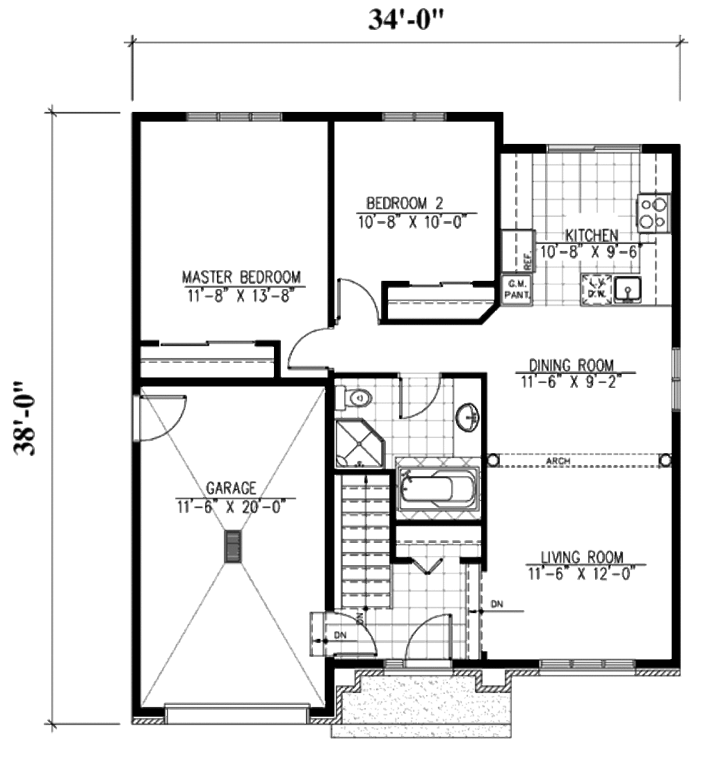 Traditional Style House Plan - 2 Beds 1 Baths 952 Sq/Ft Plan #138-245 ...