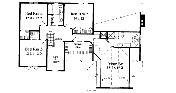 Traditional Floor Plan - Upper Floor Plan #75-122