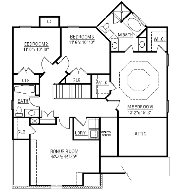 House Blueprint - European Floor Plan - Upper Floor Plan #119-278