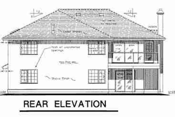 Exterior - Rear Elevation for European House Plan #18-9162 - 3 bed, 2 bath