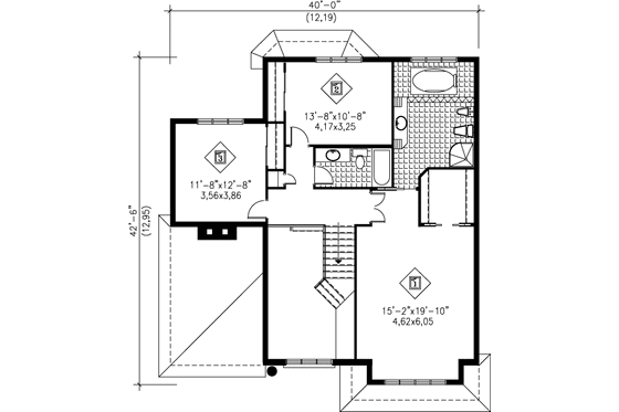 Floor Plan - Upper Floor for Traditional House Plan #25-2212 - 3 bed, 2.5 bath