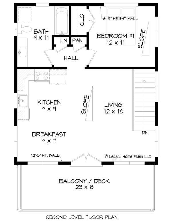 House Blueprint - Floor Plan - Main Floor for Beach House Plan #932-1407 - 1 bed, 2 bath