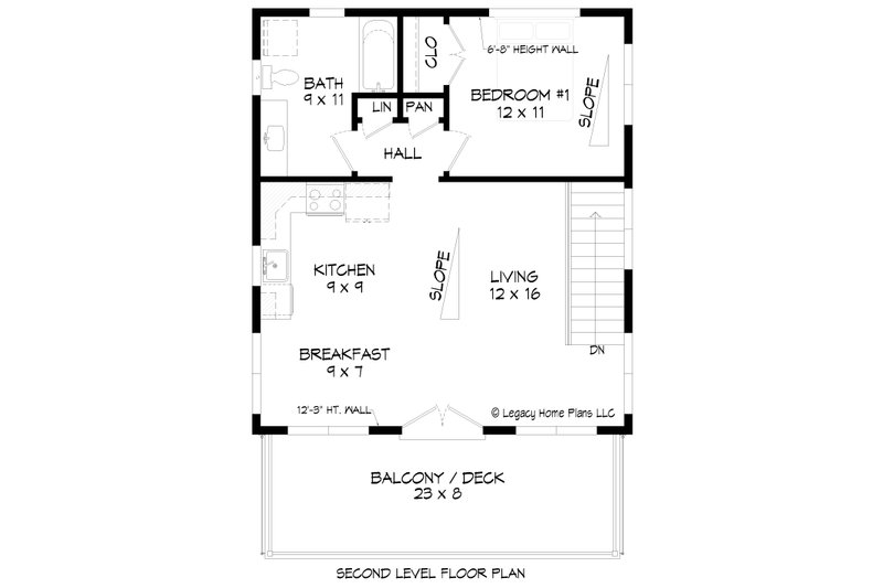 House Blueprint - Floor Plan - Main Floor for Beach House Plan #932-1407 - 1 bed, 2 bath
