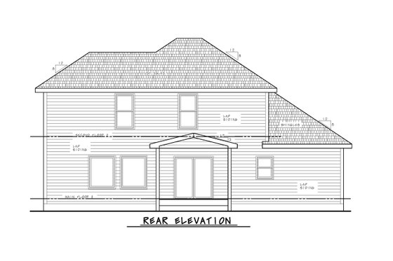 Exterior - Rear Elevation for Farmhouse House Plan #20-2480 - 4 bed, 3.5 bath