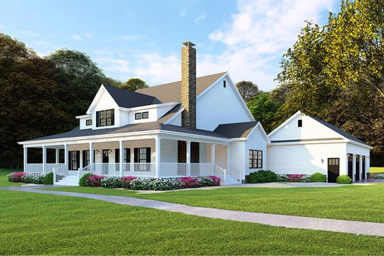 Exterior - Front Elevation 3 for Farmhouse House Plan #923-108 - 4 bed, 4 bath