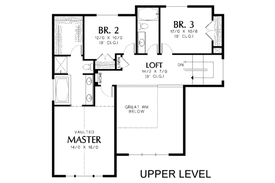 Floor Plan - Upper Floor for Contemporary House Plan #48-156 - 3 bed, 2.5 bath