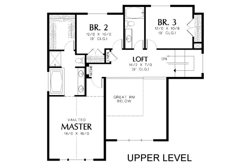 Dream House Plan - Floor Plan - Upper Floor for Contemporary House Plan #48-156 - 3 bed, 2.5 bath