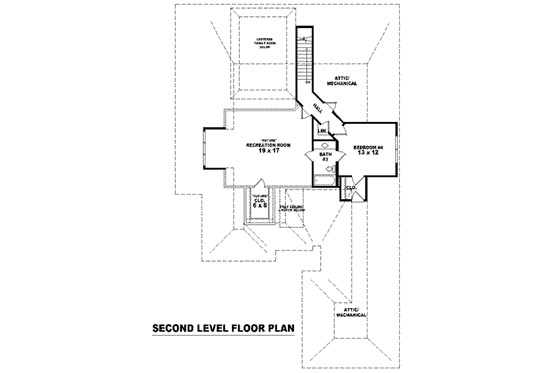Floor Plan - Upper Floor for European House Plan #81-1277 - 4 bed, 3 bath