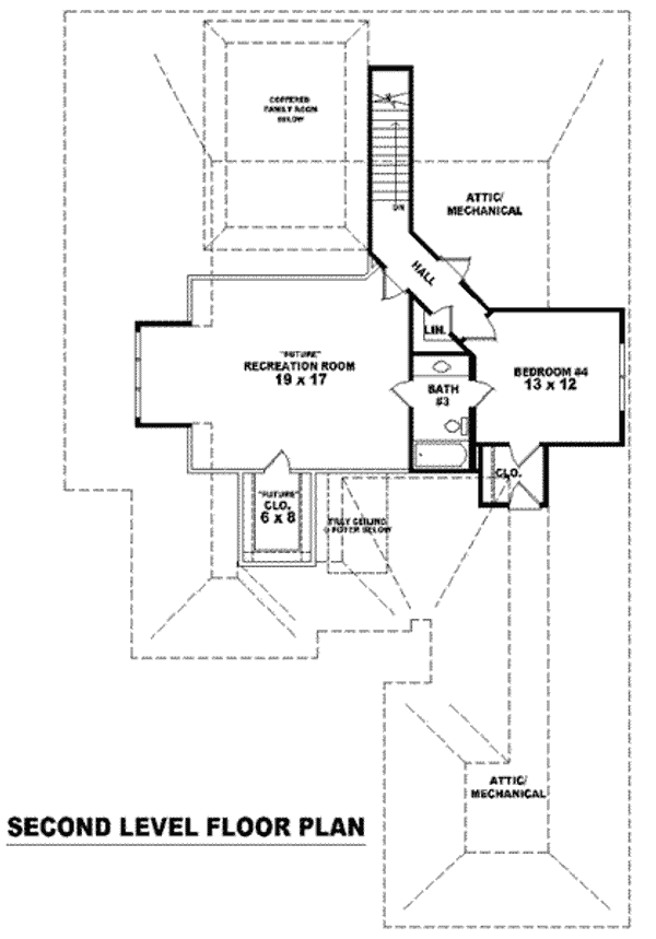 Floor Plan - Upper Floor for European House Plan #81-1277 - 4 bed, 3 bath