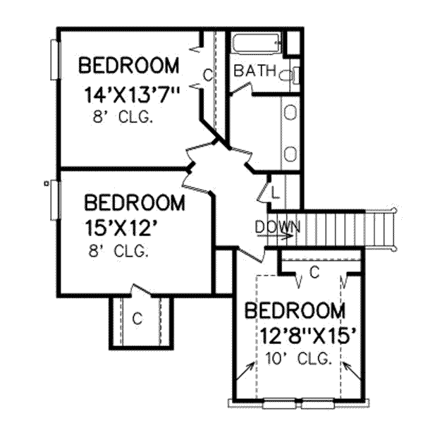 Traditional Floor Plan - Upper Floor Plan #65-273