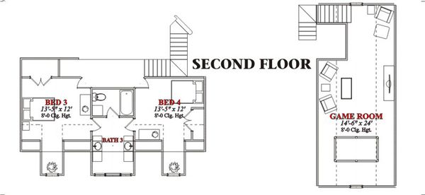 Country Floor Plan - Upper Floor Plan #63-208