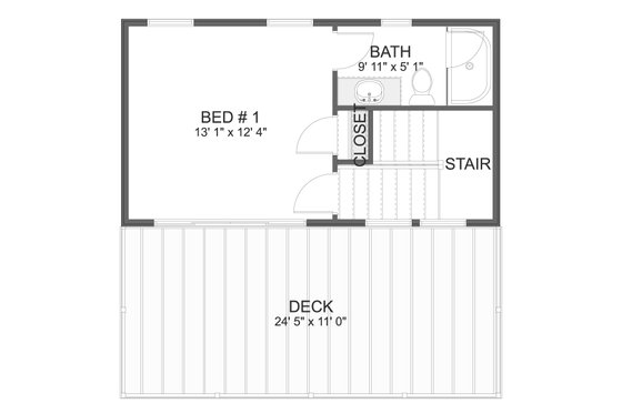 Floor Plan - Upper Floor for Modern House Plan #1060-326 - 1 bed, 1.5 bath