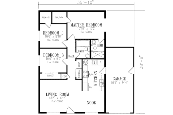 Floor Plan - Main Floor for Adobe / Southwestern House Plan #1-136 - 3 bed, 2 bath