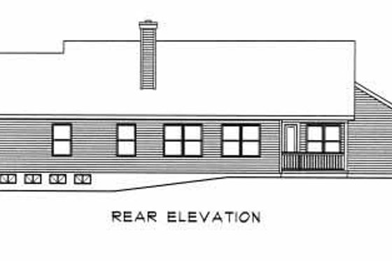 Exterior - Rear Elevation for Ranch House Plan #22-108 - 3 bed, 2.5 bath