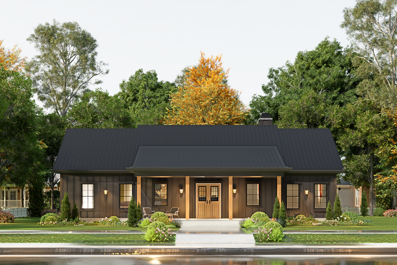 Architectural House Design - Exterior - Front Elevation 3 for Farmhouse House Plan #54-677 - 3 bed, 2 bath