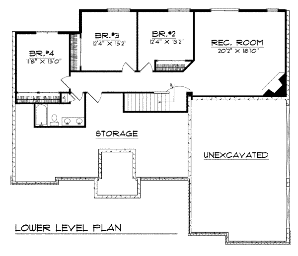 Home Plan - Traditional Floor Plan - Lower Floor Plan #70-279