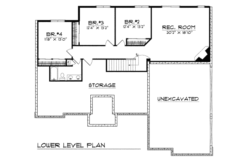 Home Plan - Floor Plan - Lower Floor for Traditional House Plan #70-279 - 4 bed, 2.5 bath