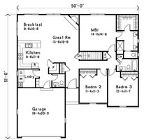 Floor Plan - Main Floor for Ranch House Plan #22-580 - 3 bed, 2.5 bath