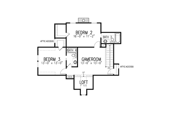 Floor Plan - Upper Floor for European House Plan #410-412 - 3 bed, 4.5 bath