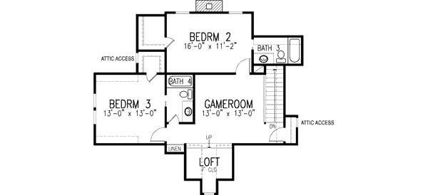 House Design - European Floor Plan - Upper Floor Plan #410-412