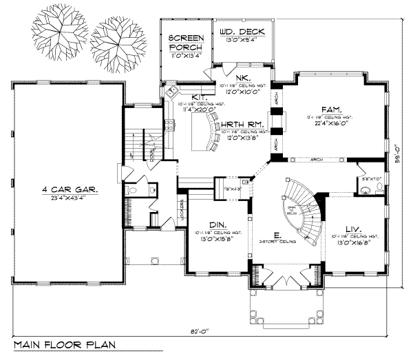Home Plan - Southern Floor Plan - Main Floor Plan #70-552