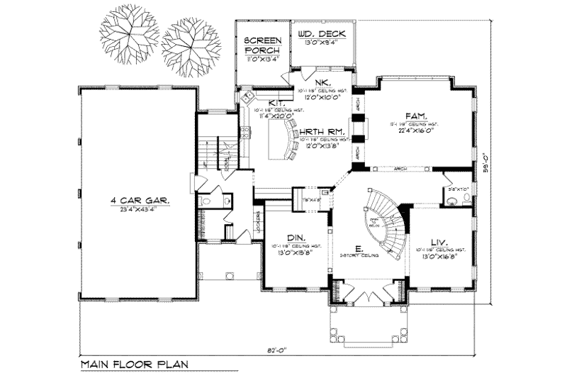 Home Plan - Floor Plan - Main Floor for Southern House Plan #70-552 - 4 bed, 4.5 bath