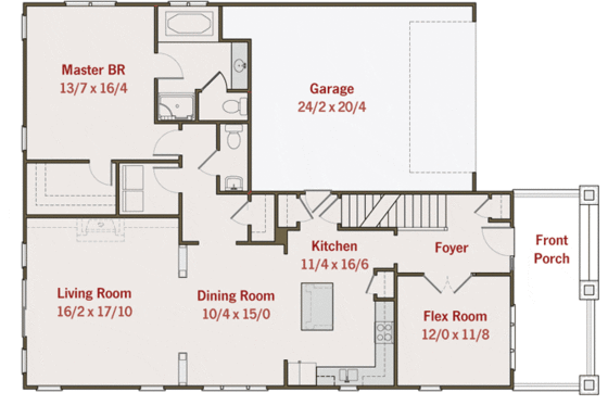 Floor Plan - Main Floor for Craftsman House Plan #461-9 - 3 bed, 2.5 bath