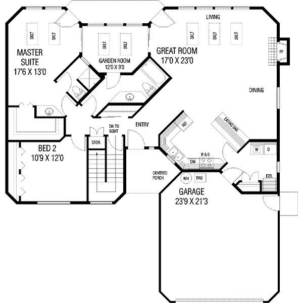 Architectural House Design - Ranch Floor Plan - Main Floor Plan #60-512