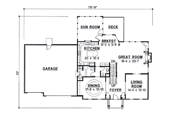 Floor Plan - Main Floor for Colonial House Plan #67-621 - 4 bed, 3.5 bath