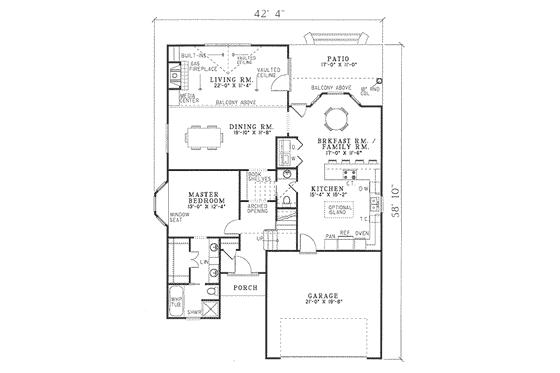 Floor Plan - Main Floor for Traditional House Plan #17-210 - 3 bed, 2.5 bath