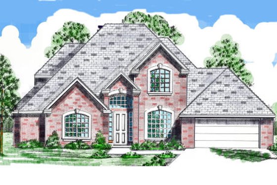 Exterior - Front Elevation for European House Plan #52-232 - 3 bed, 2.5 bath