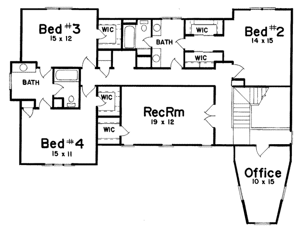 European Floor Plan - Upper Floor Plan #52-130