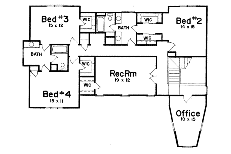Dream House Plan - Floor Plan - Upper Floor for European House Plan #52-130 - 4 bed, 3.5 bath
