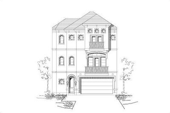 Exterior - Front Elevation for European House Plan #411-682 - 3 bed, 3.5 bath