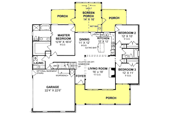 Floor Plan - Main Floor for Country House Plan #20-180 - 3 bed, 2 bath