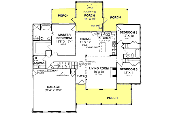 Country Floor Plan - Main Floor Plan #20-180