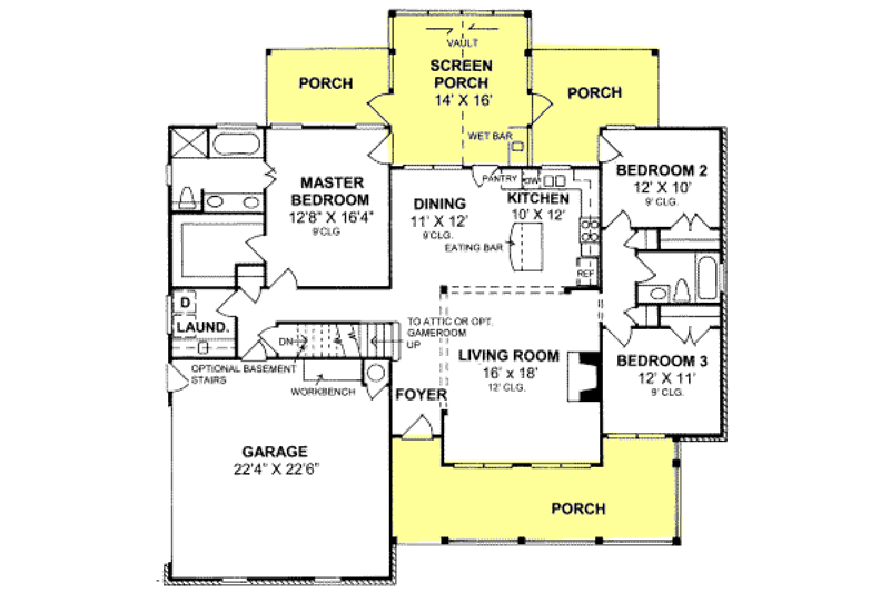 Home Plan - Floor Plan - Main Floor for Country House Plan #20-180 - 3 bed, 2 bath
