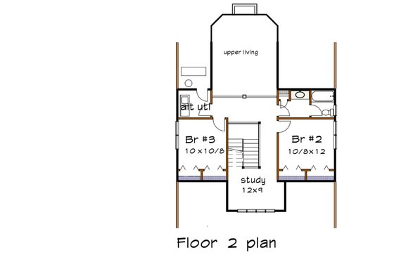 Floor Plan - Upper Floor for Craftsman House Plan #79-259 - 3 bed, 2.5 bath