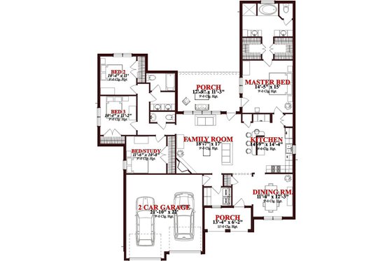 Floor Plan - Main Floor for Traditional House Plan #63-304 - 4 bed, 2.5 bath