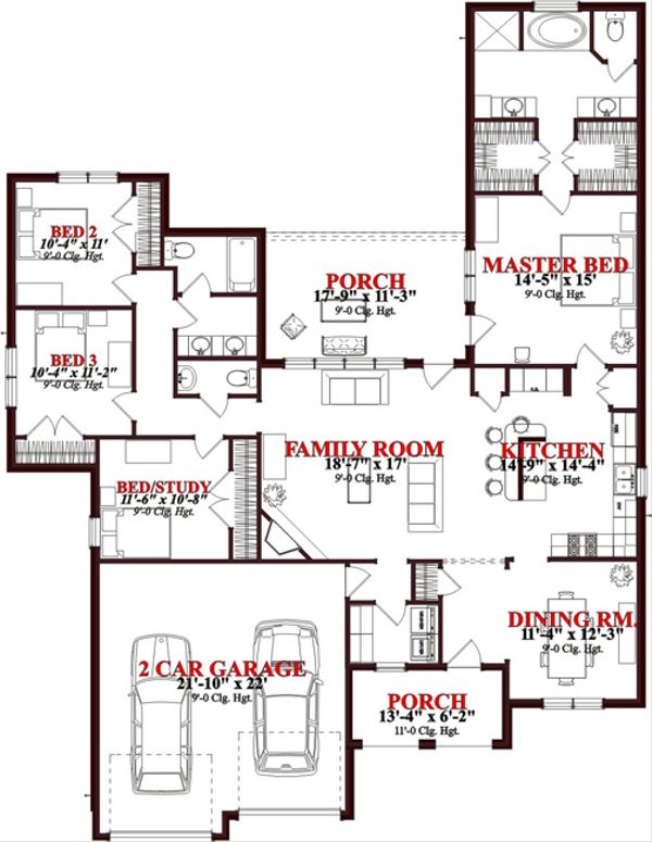 Traditional Floor Plan - Main Floor Plan #63-304