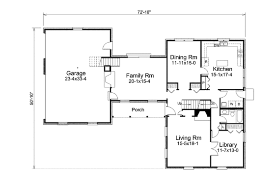 Floor Plan - Main Floor for Tudor House Plan #57-543 - 5 bed, 4 bath