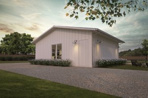 Exterior - Rear Elevation for Ranch House Plan #888-14, 0 bath