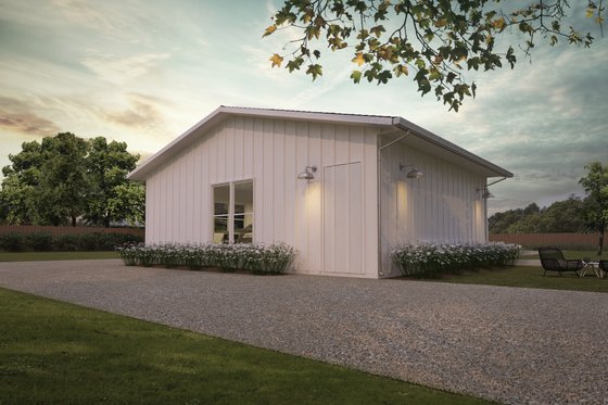 Exterior - Rear Elevation for Ranch House Plan #888-14, 0 bath