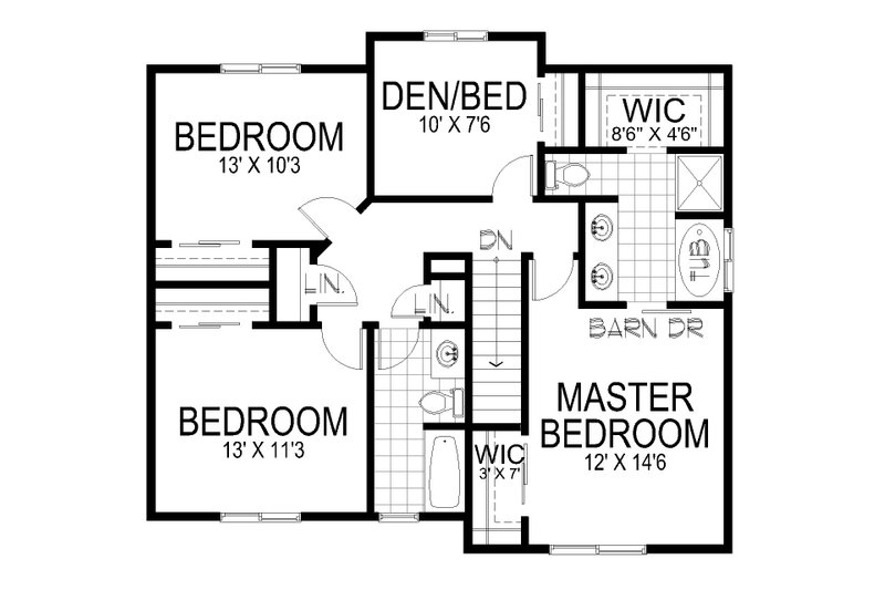Architectural House Design - Floor Plan - Upper Floor for Craftsman House Plan #112-302 - 4 bed, 2.5 bath