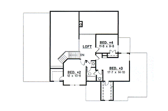 Floor Plan - Upper Floor for Traditional House Plan #67-407 - 4 bed, 2.5 bath