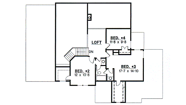 Traditional Floor Plan - Upper Floor Plan #67-407