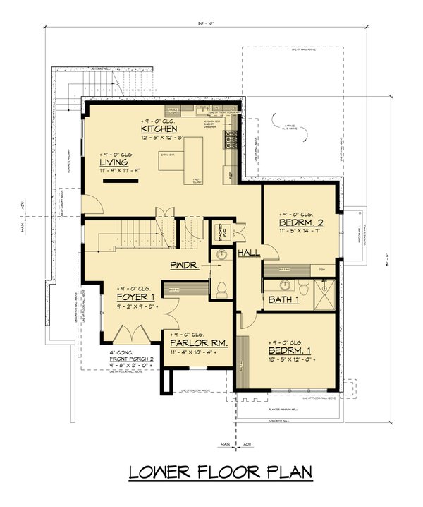 House Blueprint - Modern Floor Plan - Lower Floor Plan #1066-319