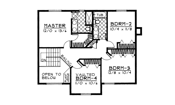Traditional Floor Plan - Upper Floor Plan #93-203