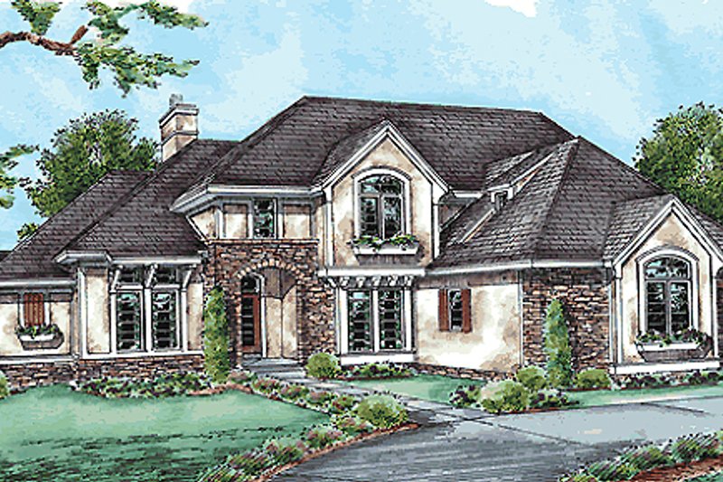 Home Plan - Exterior - Front Elevation 3 for European House Plan #20-1816 - 4 bed, 4 bath