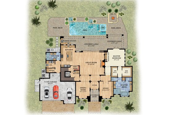 Floor Plan - Main Floor for Beach House Plan #548-51 - 4 bed, 5 bath